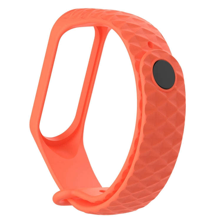 For Xiaomi 3 / 4 Strap Diamond Texture Silicone Watch Band, Belt Length23cm(Orange)
