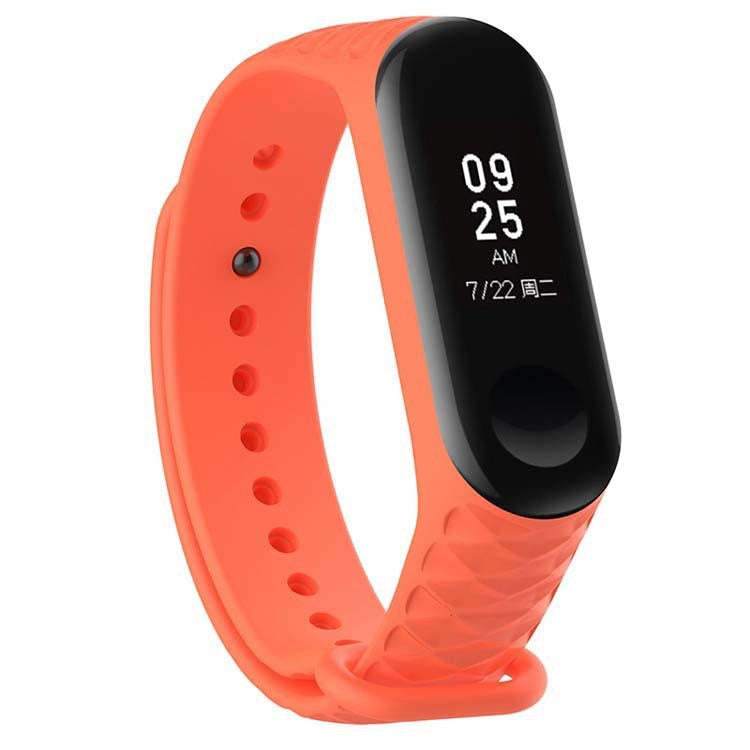 For Xiaomi 3 / 4 Strap Diamond Texture Silicone Watch Band, Belt Length23cm(Orange)