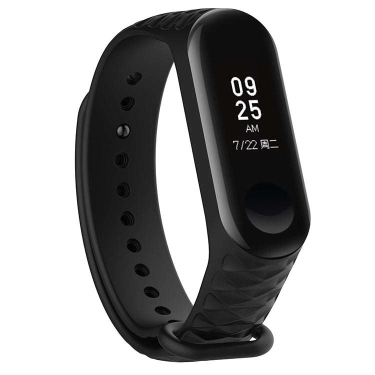 For Xiaomi 3 / 4 Strap Diamond Texture Silicone Watch Band, Belt Length23cm(Black)