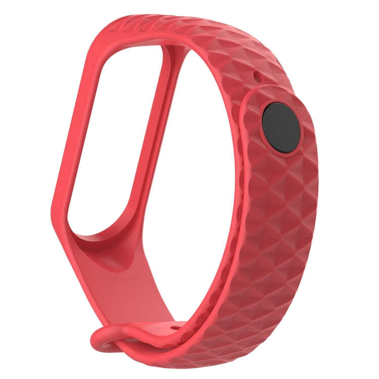 For Xiaomi 3 / 4 Strap Diamond Texture Silicone Watch Band, Belt Length23cm(Red)