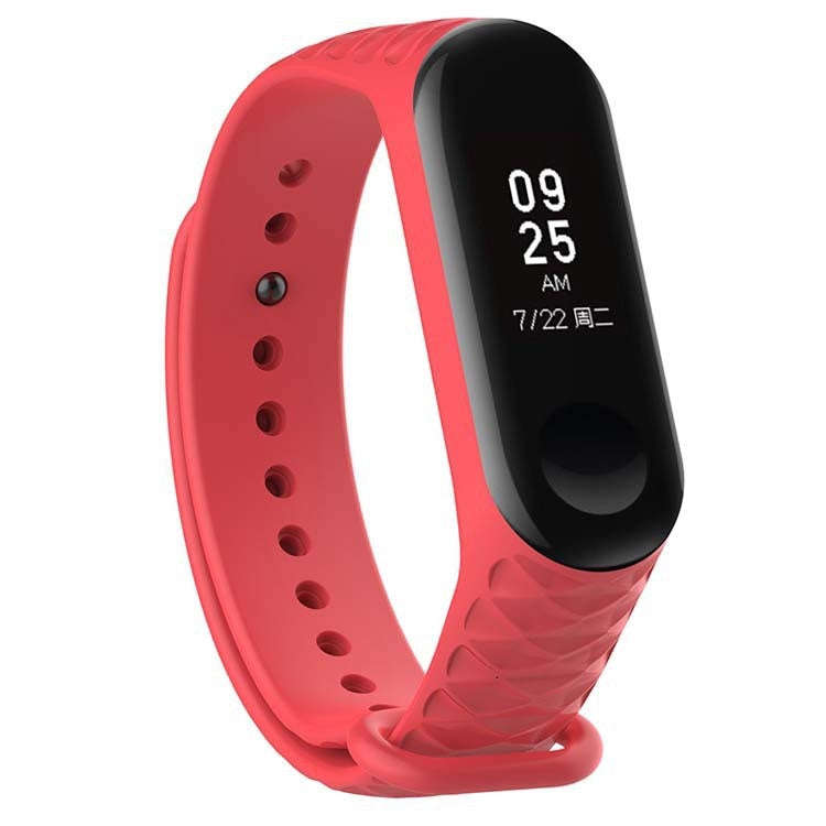 For Xiaomi 3 / 4 Strap Diamond Texture Silicone Watch Band, Belt Length23cm(Red)