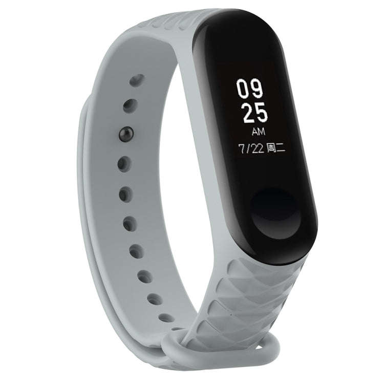 For Xiaomi 3 / 4 Strap Diamond Texture Silicone Watch Band, Belt Length23cm(Gray)