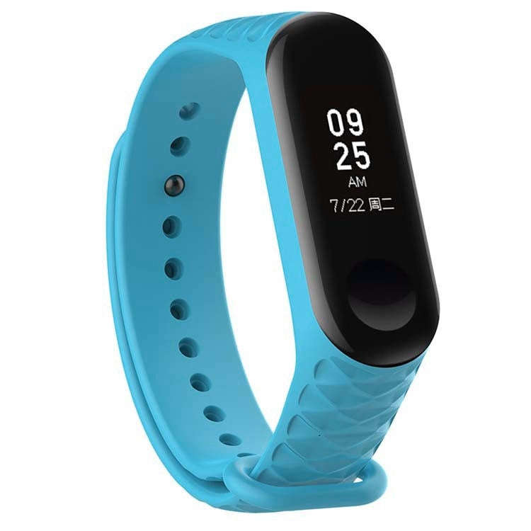 For Xiaomi 3 / 4 Strap Diamond Texture Silicone Watch Band, Belt Length23cm(Light Blue)