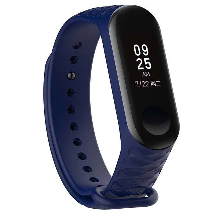 For Xiaomi 3 / 4 Strap Diamond Texture Silicone Watch Band, Belt Length23cm(Navy Blue)