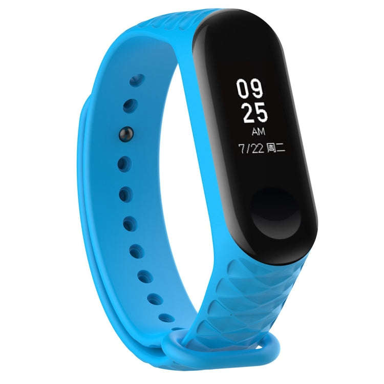 For Xiaomi 3 / 4 Strap Diamond Texture Silicone Watch Band, Belt Length23cm(Sky Blue)