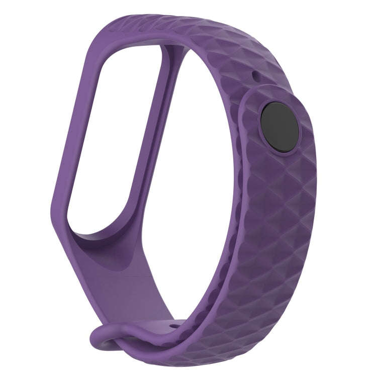 For Xiaomi 3 / 4 Strap Diamond Texture Silicone Watch Band, Belt Length23cm(Purple)