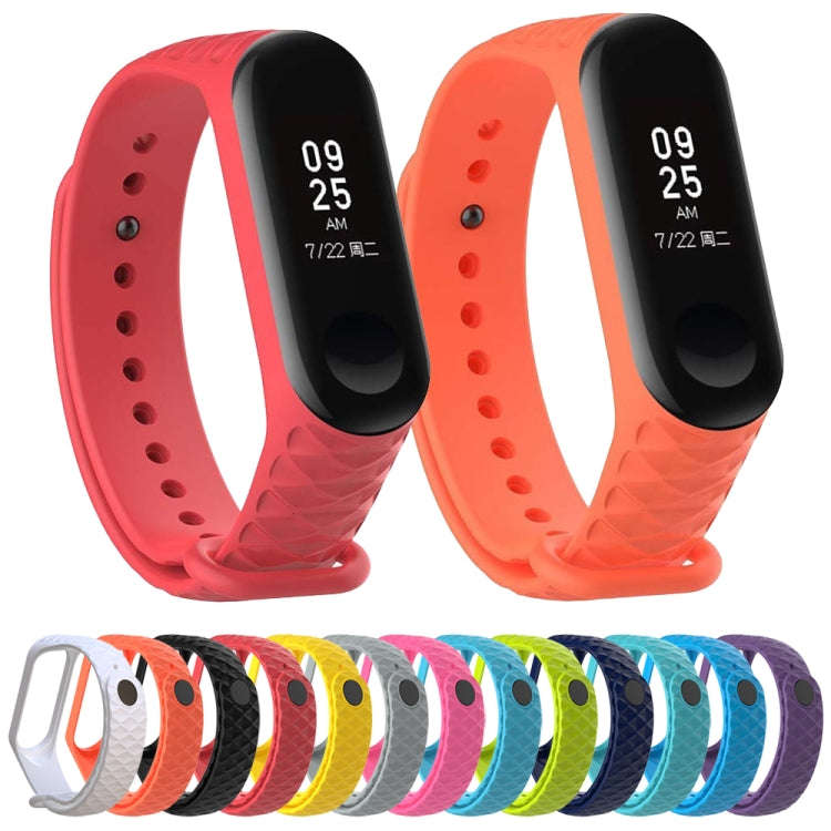 For Xiaomi 3 / 4 Strap Diamond Texture Silicone Watch Band, Belt Length23cm(Red)