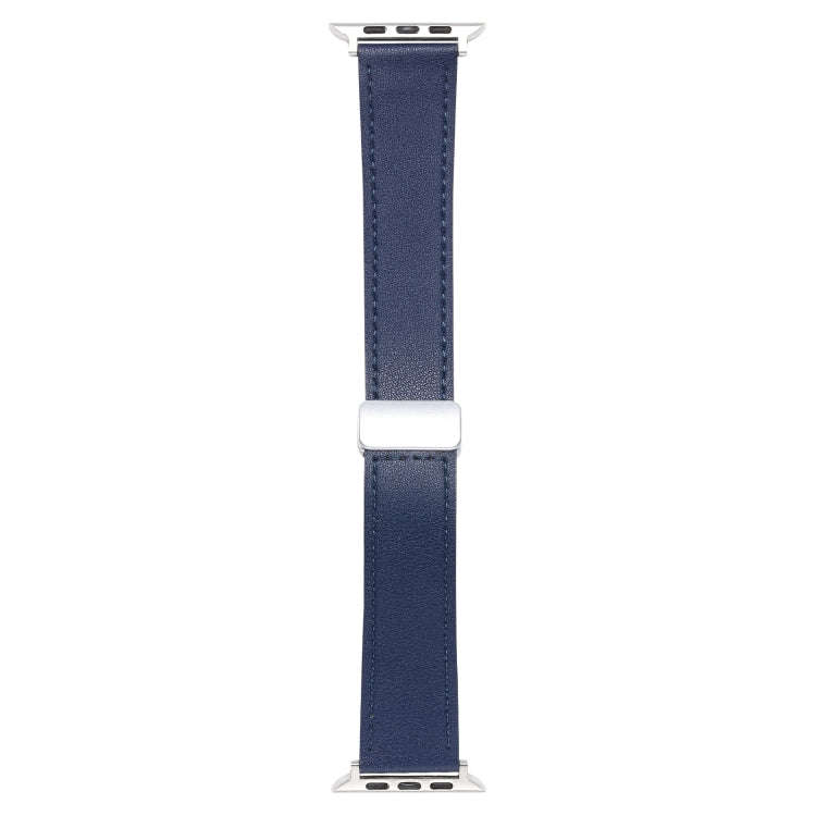 For Apple Watch SE 2023 40mm Magnetic Buckle Skin Feel Leather Watch Band(Dark Blue)