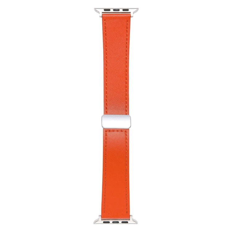 For Apple Watch SE 2023 40mm Magnetic Buckle Skin Feel Leather Watch Band(Orange)