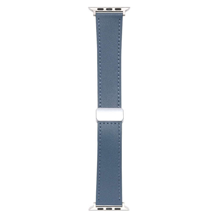 For Apple Watch SE 2023 40mm Magnetic Buckle Skin Feel Leather Watch Band(Light Blue)