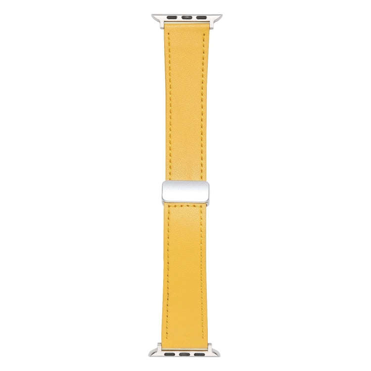 For Apple Watch SE 2023 40mm Magnetic Buckle Skin Feel Leather Watch Band(Yellow)
