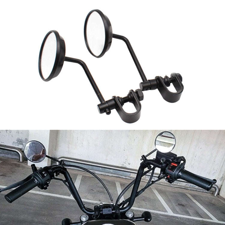 SF-127 Motorcycle Small Round Rearview Mirror Reversing Mirror(Black)