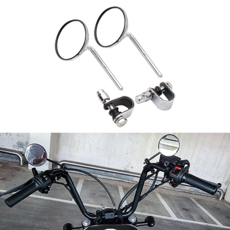 SF-127 Motorcycle Small Round Rearview Mirror Reversing Mirror(Silver Plating)