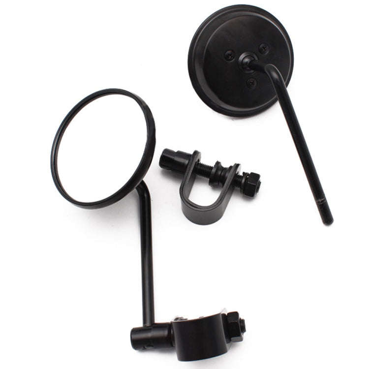 SF-127 Motorcycle Small Round Rearview Mirror Reversing Mirror(Black)