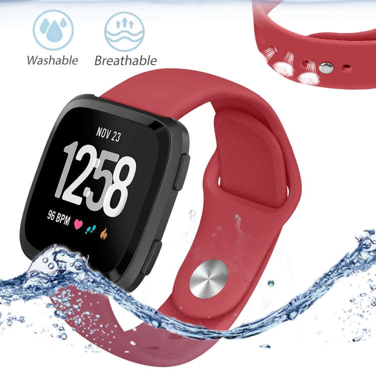 For Fitbit Versa 2 / Fitbit Versa / Fitbit Versa Lite Solid Color Silicone Watch Band, Size:L(Red)