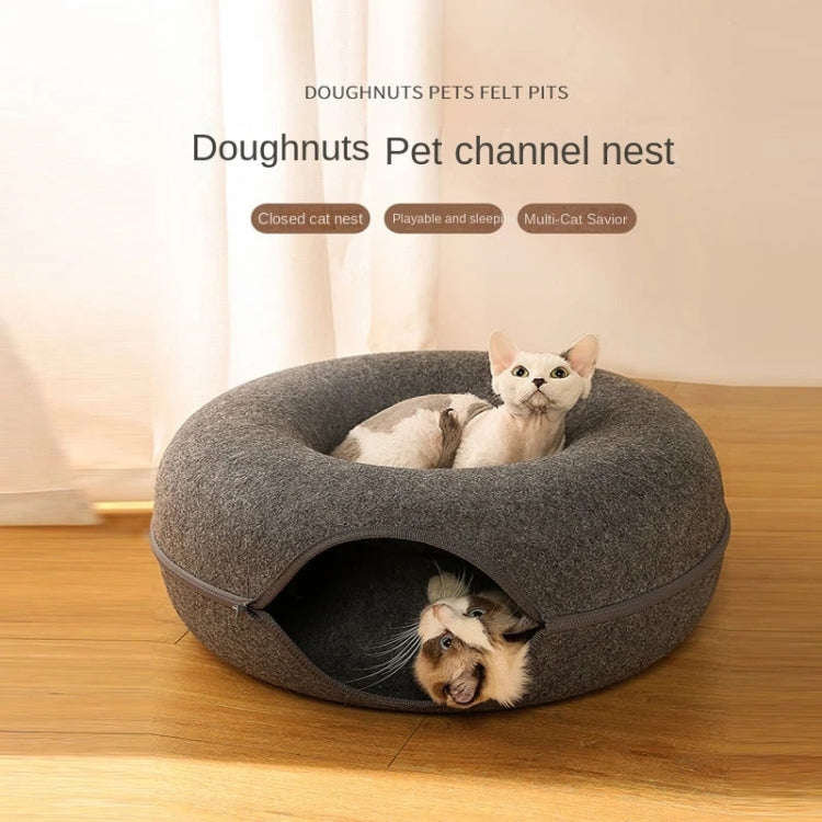 Round Wool Felt Cat Litter Tunnel Cat Litter, Size:50x50x20cm(Blue)