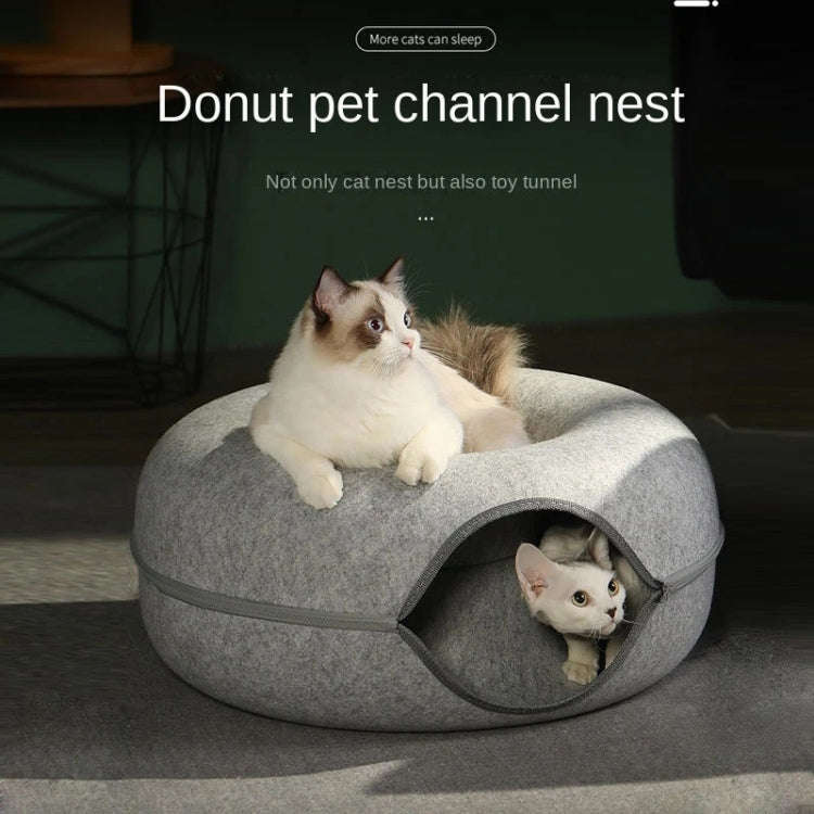 Round Wool Felt Cat Litter Tunnel Cat Litter, Size:50x50x20cm(Blue)