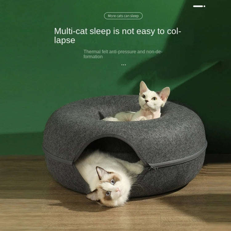 Round Wool Felt Cat Litter Tunnel Cat Litter, Size:50x50x20cm(Blue)