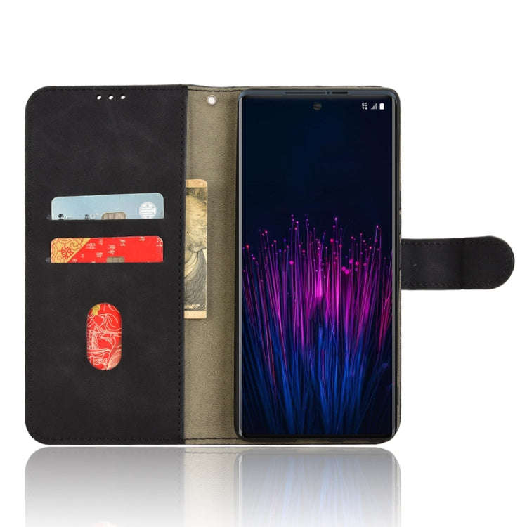 For HTC U24 Pro Skin Feel Magnetic Flip Leather Phone Case(Black)