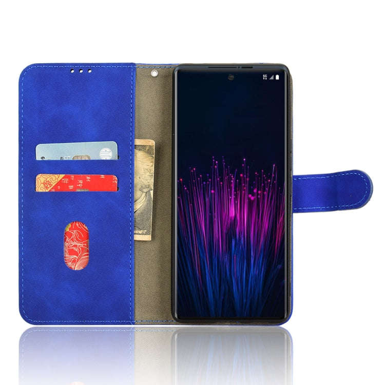 For HTC U24 Pro Skin Feel Magnetic Flip Leather Phone Case(Blue)