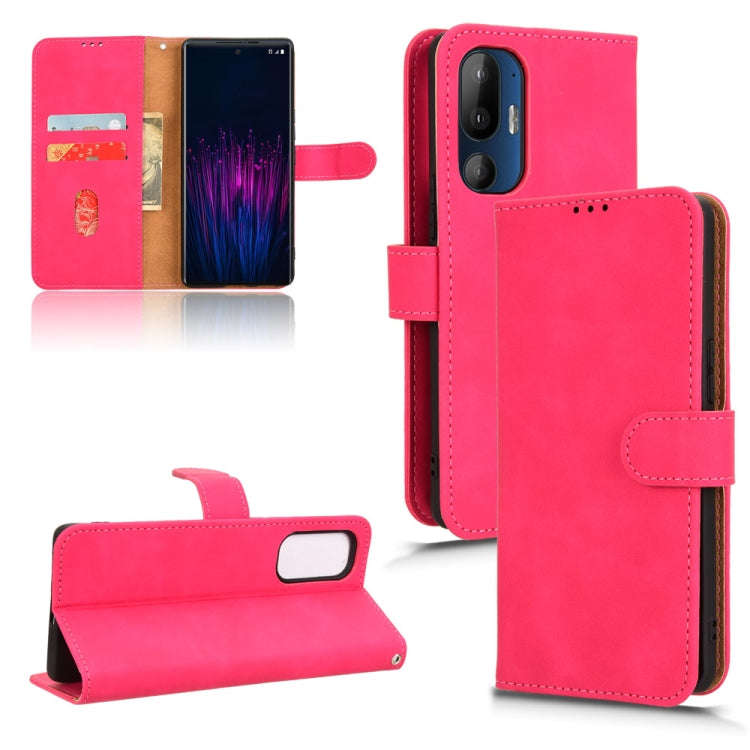 For HTC U24 Pro Skin Feel Magnetic Flip Leather Phone Case(Rose Red)
