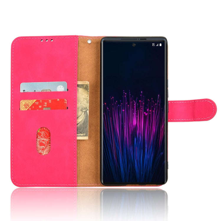 For HTC U24 Pro Skin Feel Magnetic Flip Leather Phone Case(Rose Red)
