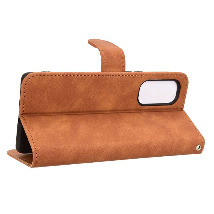 For HTC U24 Pro Skin Feel Magnetic Flip Leather Phone Case(Brown)
