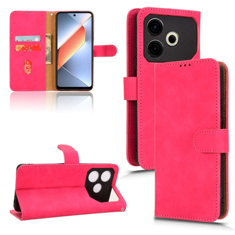 For Tecno Pova 6 Neo Skin Feel Magnetic Flip Leather Phone Case(Rose Red)