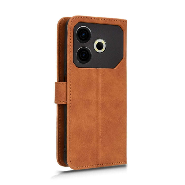For Tecno Pova 6 Neo Skin Feel Magnetic Flip Leather Phone Case(Brown)