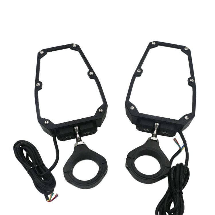 For 1.75 - 2 inch UTV-26 UTV / ATV Three Color Rear Frame Reflective Mirror with LED Lights