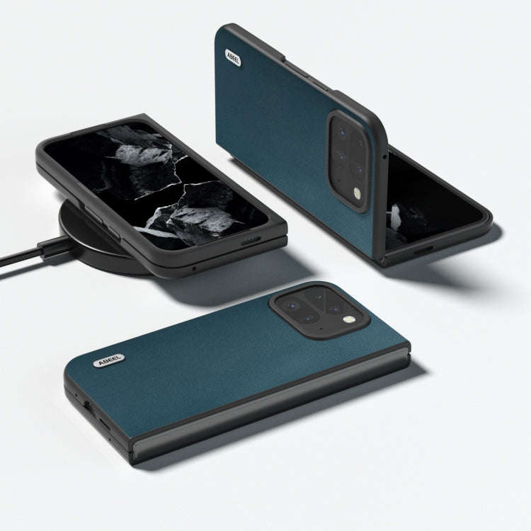 For Google Pixel 9 Pro Fold ABEEL Genuine Leather Xiaoya Series Phone Case(Dark Green)