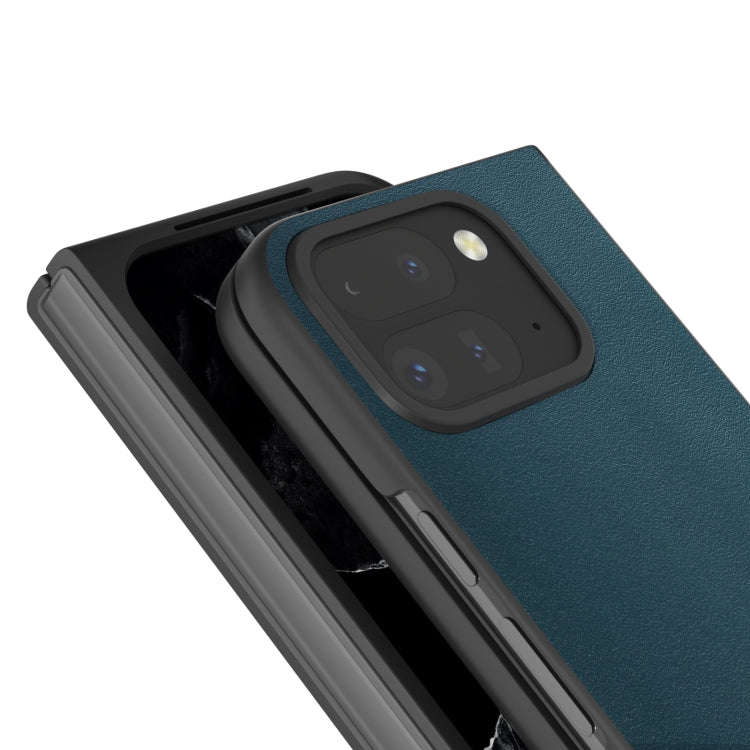 For Google Pixel 9 Pro Fold ABEEL Genuine Leather Xiaoya Series Phone Case(Dark Green)