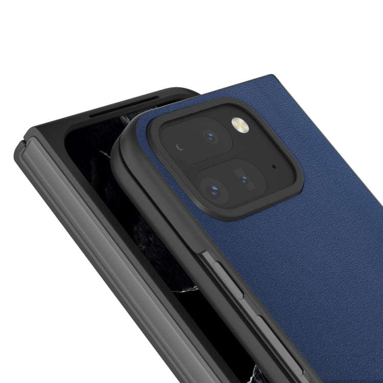 For Google Pixel 9 Pro Fold ABEEL Genuine Leather Xiaoya Series Phone Case(Blue)