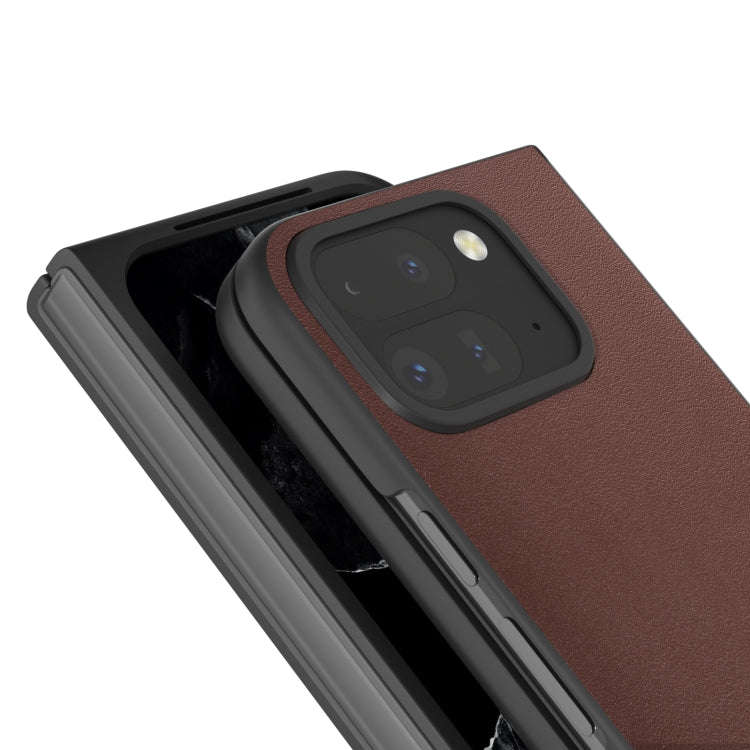 For Google Pixel 9 Pro Fold ABEEL Genuine Leather Xiaoya Series Phone Case(Coffee)