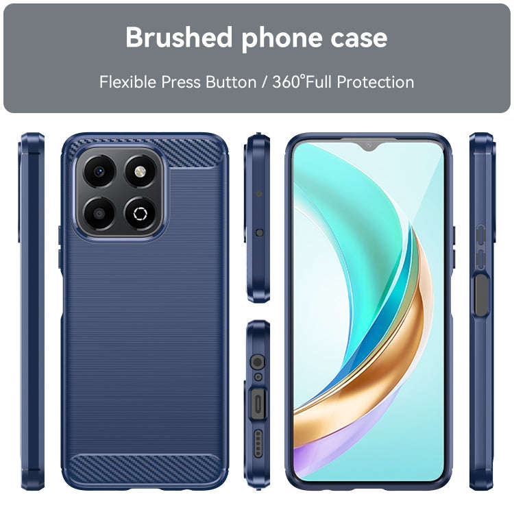 For Honor X6b Brushed Texture Carbon Fiber TPU Phone Case(Blue)