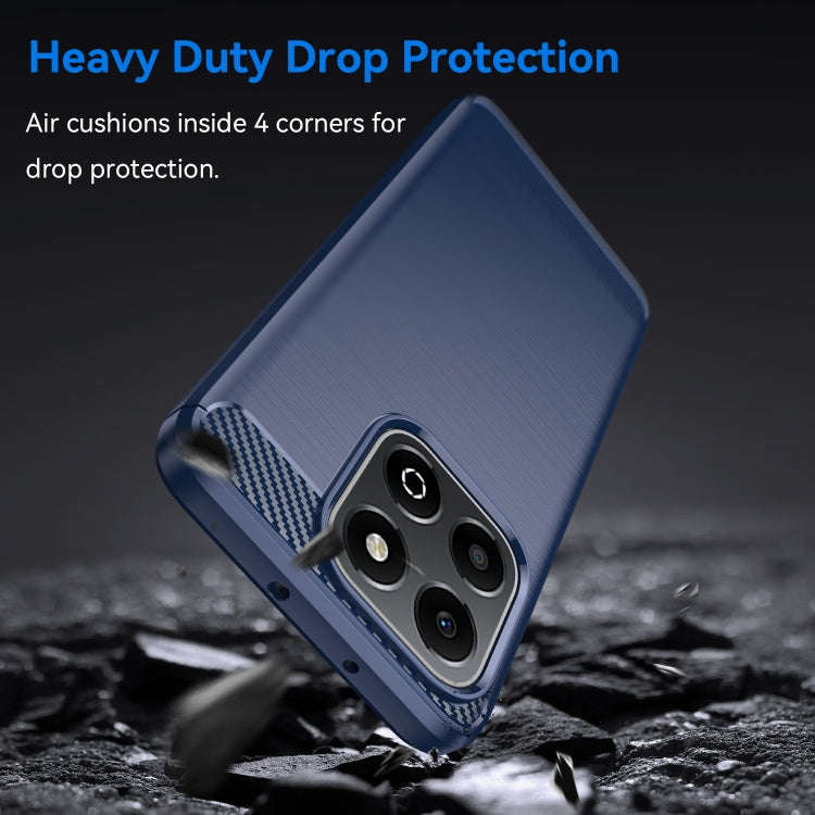 For Honor X6b Brushed Texture Carbon Fiber TPU Phone Case(Blue)