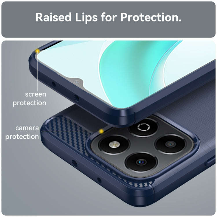 For Honor X6b Brushed Texture Carbon Fiber TPU Phone Case(Blue)