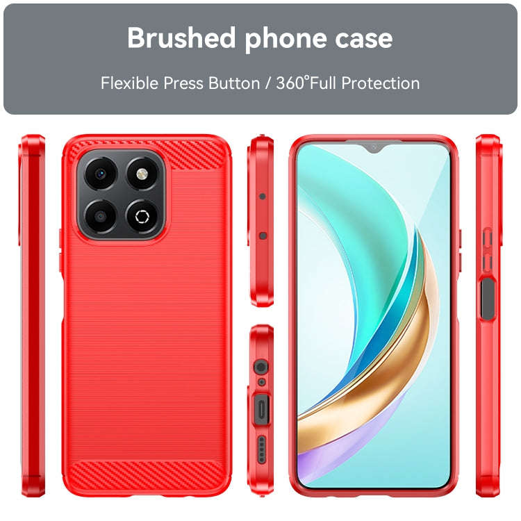 For Honor X6b Brushed Texture Carbon Fiber TPU Phone Case(Red)