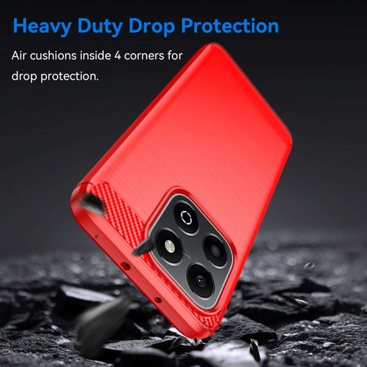 For Honor X6b Brushed Texture Carbon Fiber TPU Phone Case(Red)