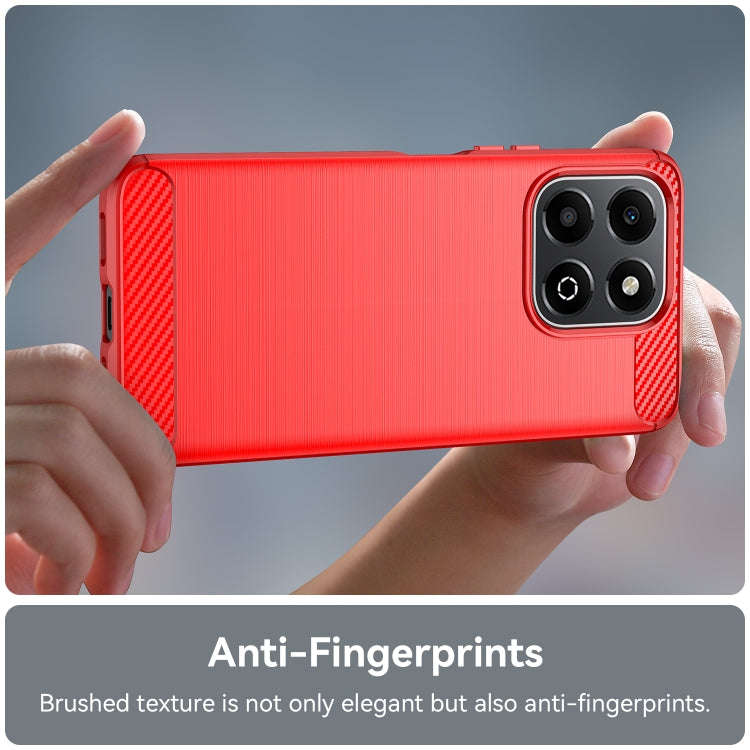 For Honor X6b Brushed Texture Carbon Fiber TPU Phone Case(Red)