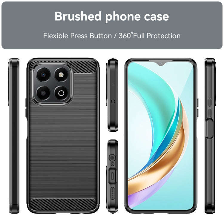 For Honor X6b Brushed Texture Carbon Fiber TPU Phone Case(Black)