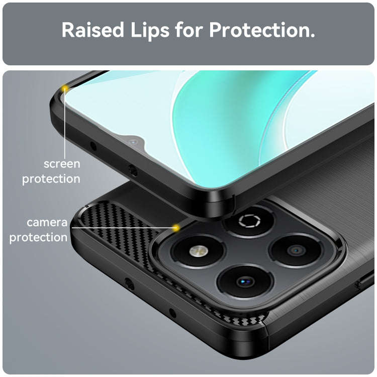 For Honor X6b Brushed Texture Carbon Fiber TPU Phone Case(Black)