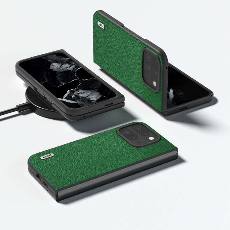 For Google Pixel 9 Pro Fold ABEEL Black Edge Genuine Leather Mino Phone Case(Green)