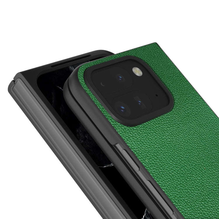 For Google Pixel 9 Pro Fold ABEEL Black Edge Genuine Leather Mino Phone Case(Green)