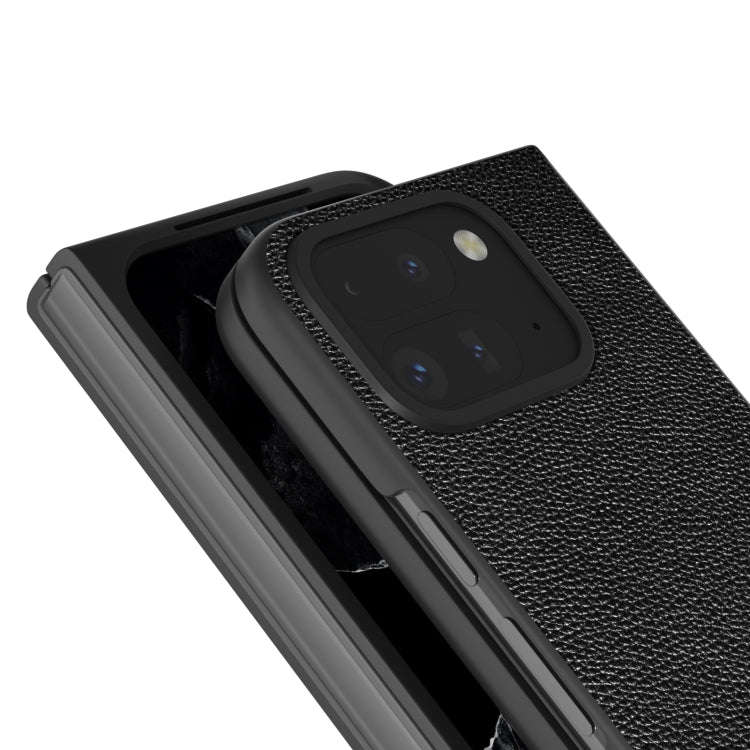 For Google Pixel 9 Pro Fold ABEEL Black Edge Genuine Leather Mino Phone Case(Black)