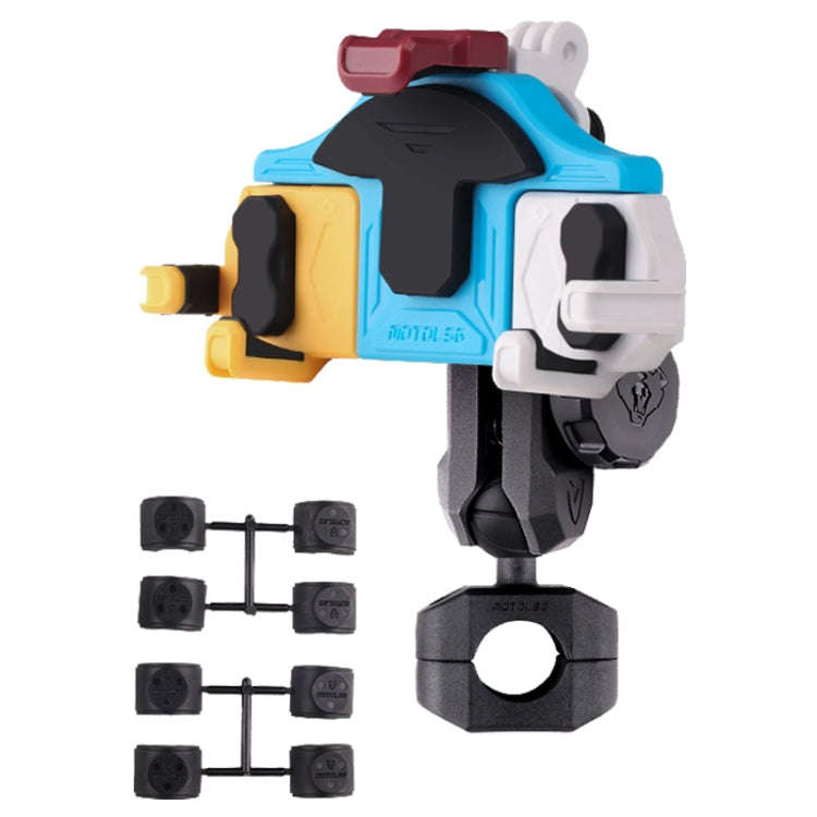 MOTOSLG Crab Motorcycle Phone Clamp Bracket O-Type Rear Mirror Mount with Anti-theft Lock(Yellow ...