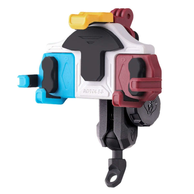 MOTOSLG Crab Motorcycle Phone Clamp Bracket L-Type Rear Mirror Mount with Anti-theft Lock(Blue Wh...