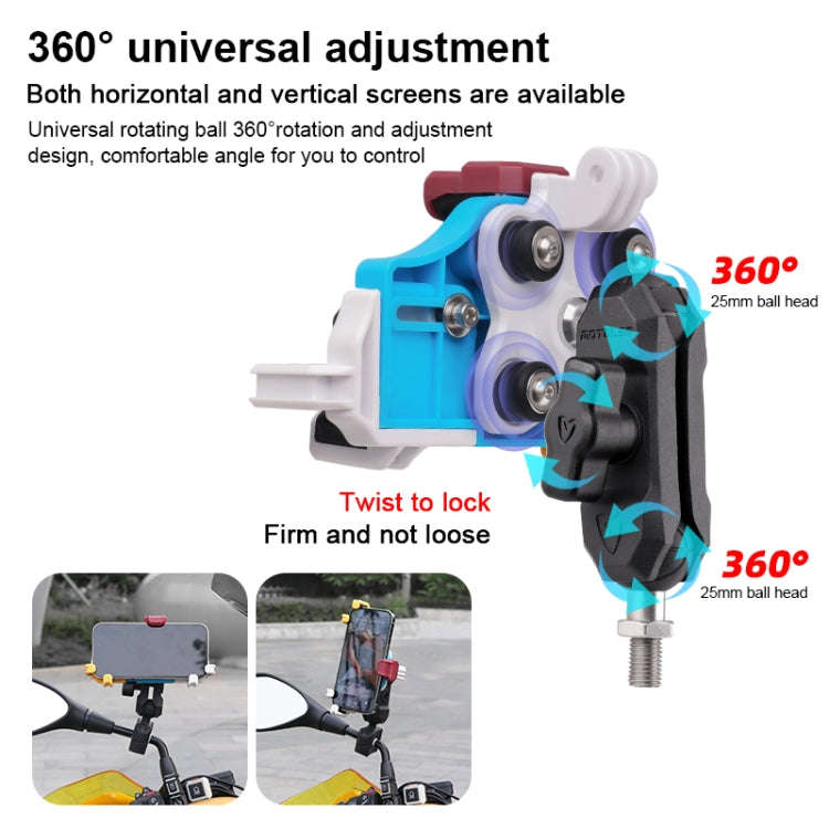 MOTOSLG Crab Motorcycle Phone Clamp Bracket U-Type Headbar Mount with Anti-theft Lock(Yellow Blue...