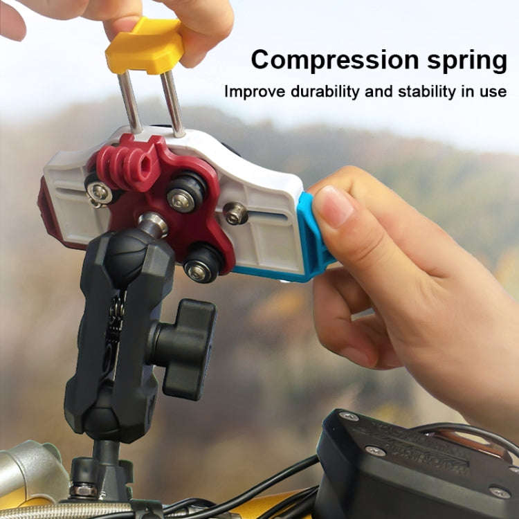MOTOSLG Crab Motorcycle Phone Clamp Bracket U-Type Headbar Mount with Anti-theft Lock(Yellow Blue...