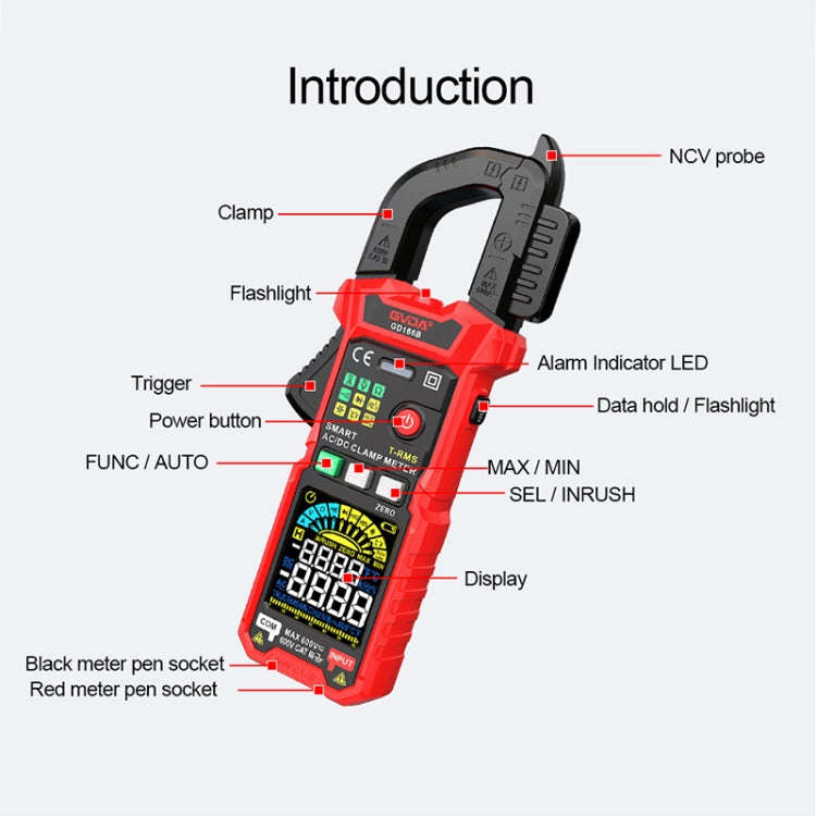 GVDA GD166B Digital Clamp Multimeter Supports DC